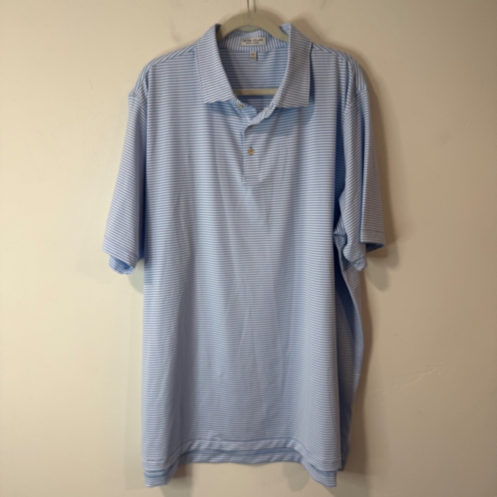 Peter Millar Mens Summer Comfort Polo Shirt 3XL Blue White Stripe ME0EK03S